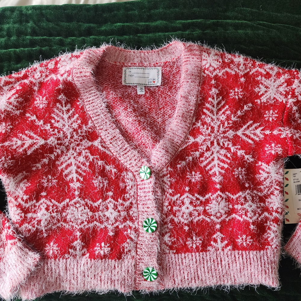 Sexy White and Red Festive Cardigan